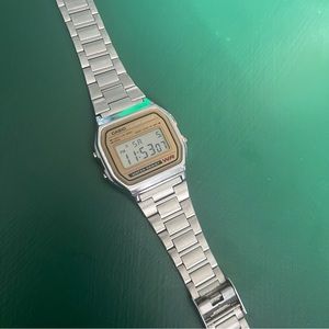 Casio A158WA Casio Silver & Camel Digital Watch